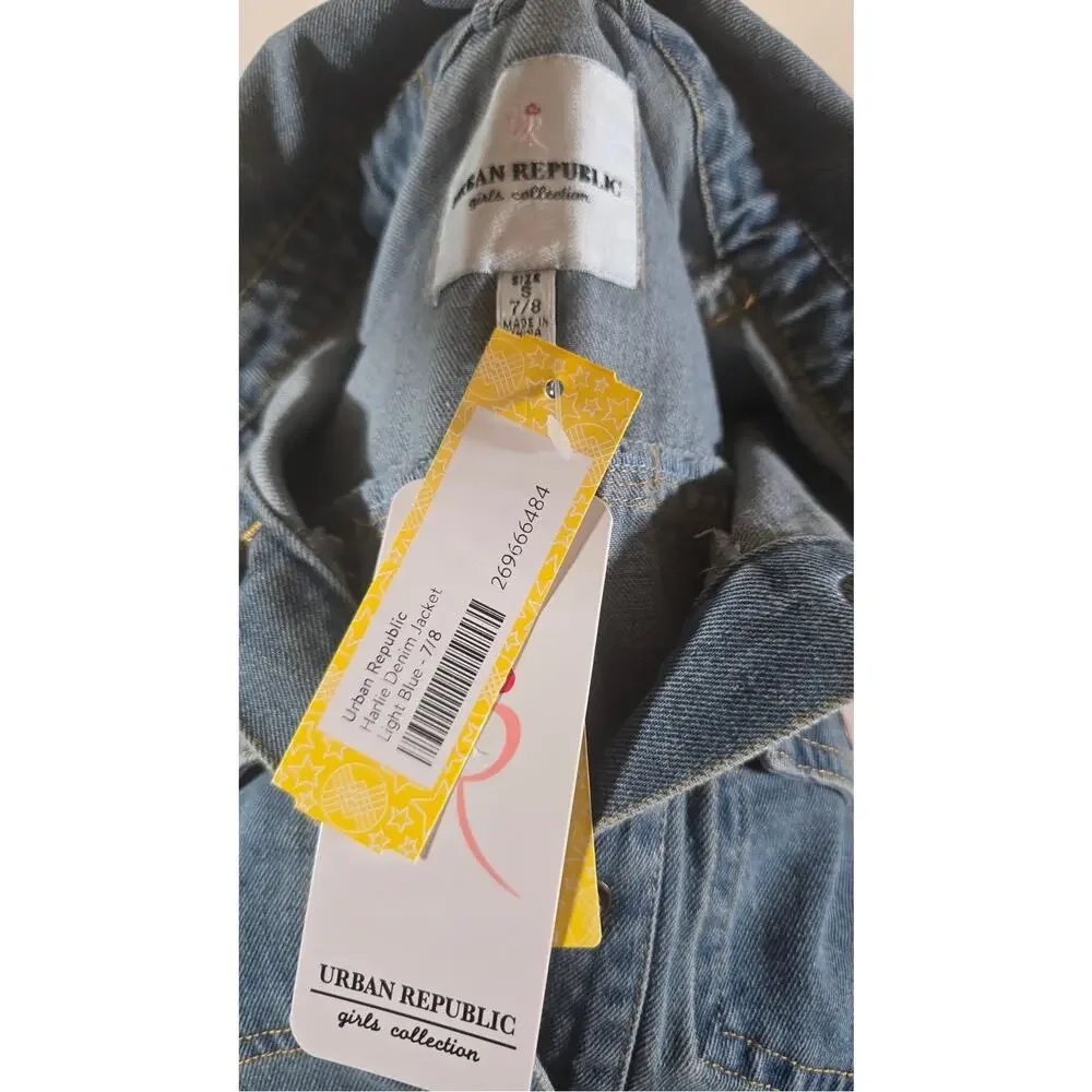 Urban Republic Harlie Denim Jacket Girls 7/8 NWT Classic Light Wash